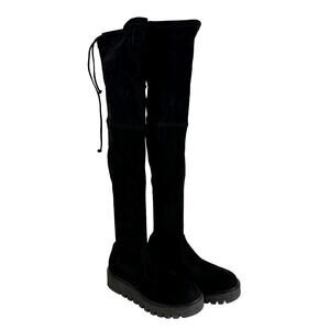 Stuart Weitzman NWOB Chalet Lug City Suede Over The Knee Boot Black Size 7.5B
